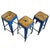 Vintage Industrial Blue Iron Stool For Sale In Los Angeles - Image 6 of 7