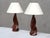 This rare pair of sculptural table lamps was designed and produced by the french wood artist claude chauvy in his workshop...