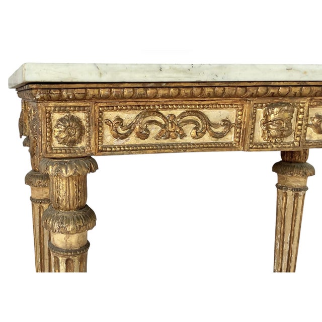 Italian Neoclassical Gilt Console Table With Marble Top, 18th Century For Sale In Tampa - Image 6 of 12
