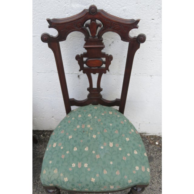 Victorian Late 1800s Carved Small Accent Side Chairs 6227 For Sale - Image 13 of 18