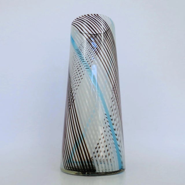 Mid-Century Modern Murano Mezza Filigrana Glass Vase For Sale - Image 3 of 9