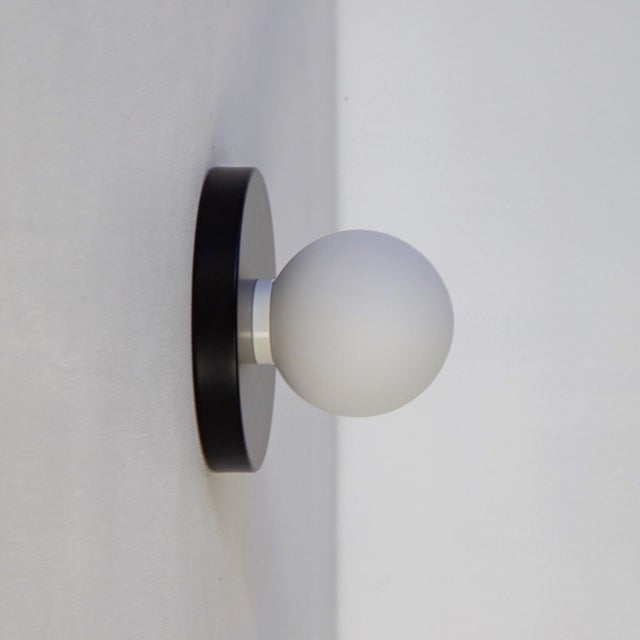 Globe Sconce Black, 3 Inches Glass Globe, by Research.Lighting, Modern, Minimal For Sale In New York - Image 6 of 7