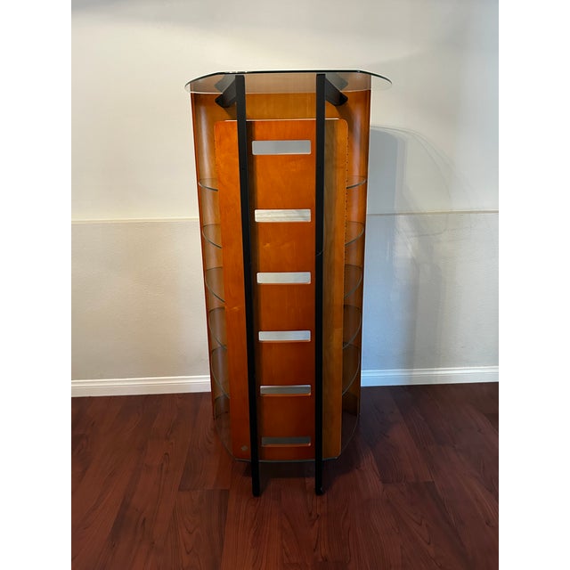 2000 - 2009 2000s Bdi Modern Cherry Wood & Tempered Glass Media Console and Audio Tower Set - 2 Pieces For Sale - Image 5 of 10