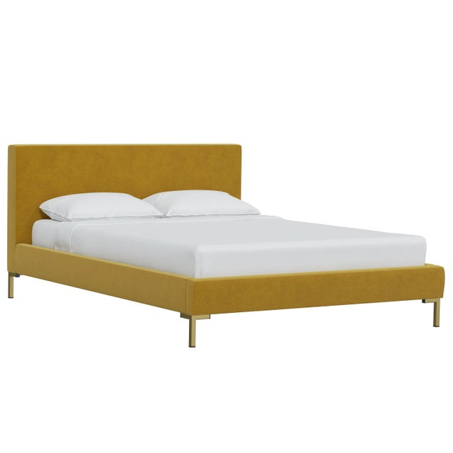 Norah Platform Bed in Citronella Luxe Velvet, Queen For Sale In Chicago - Image 6 of 6