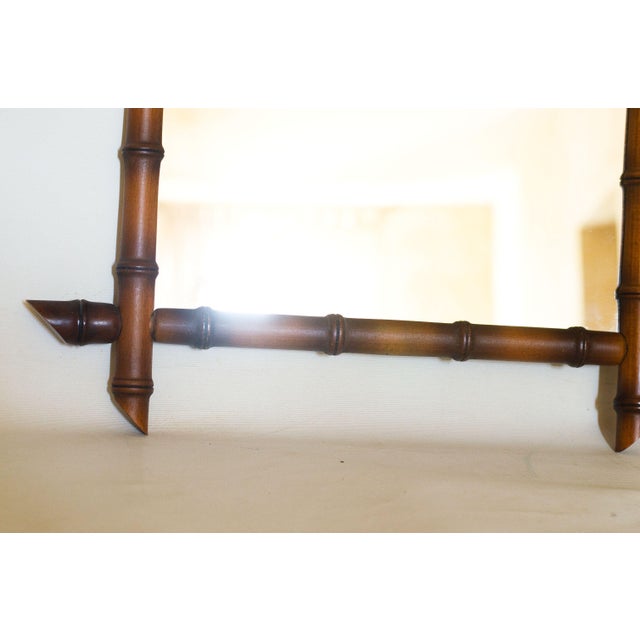 Brown French Decorative Wall Mirror in Faux Bamboo, 1920s For Sale - Image 8 of 14