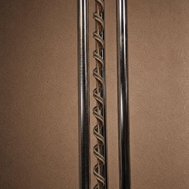 Metal Vintage Italian Space Age Floor Lamp in Chrome and Glass, 1970s For Sale - Image 7 of 17