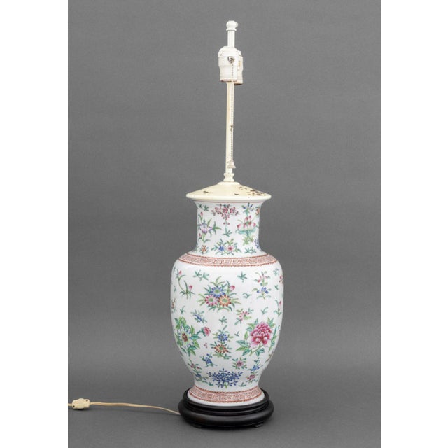 Chinese Famille Rose Porcelain Vase as a Lamp For Sale - Image 10 of 10