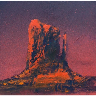 Untitled 2 by Jody Fallon | Acrylic on Wood Panel of a red rock formation at sunset For Sale