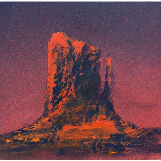 Untitled 2 by Jody Fallon | Acrylic on Wood Panel of a red rock formation at sunset For Sale