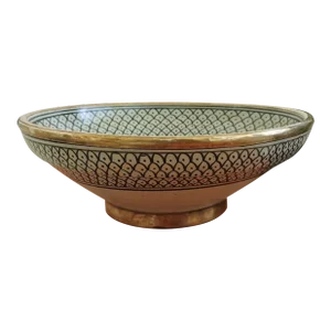 Contemporary Zineb' Ceramic Sink Bowl Painted With Brass Rim, Limited Edition