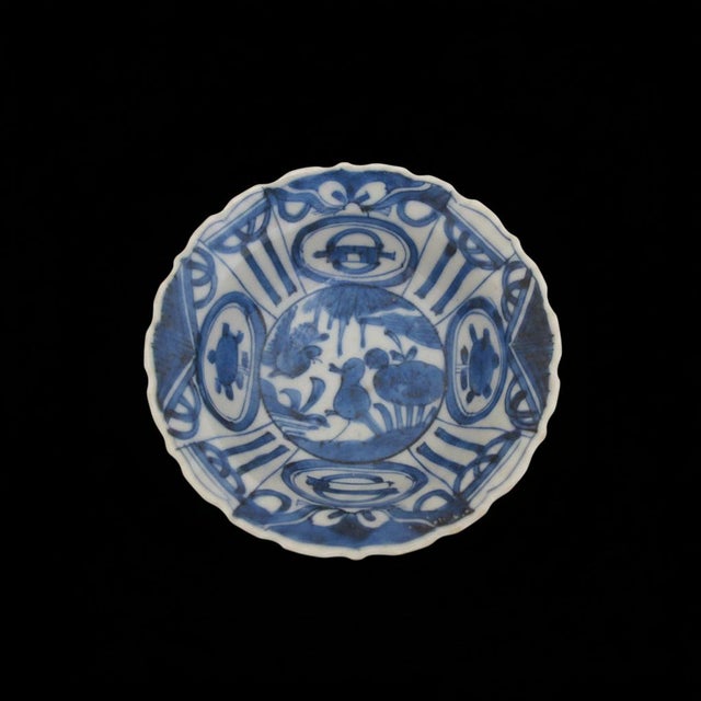 Antique Chinese Kraak Blue Porcelain Crow Bird Wanli Style Cup Bowl For Sale In Portland, OR - Image 6 of 11