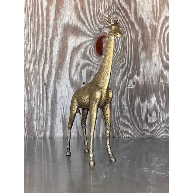 Vintage Hollywood Regency Brass Giraffe Sculpture For Sale In West Palm - Image 6 of 13