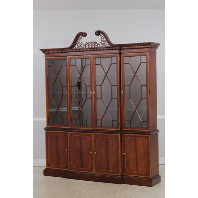 Traditional Councill Craftsmen Flame Mahogany 4 Door Breakfront Bookcase For Sale - Image 3 of 16