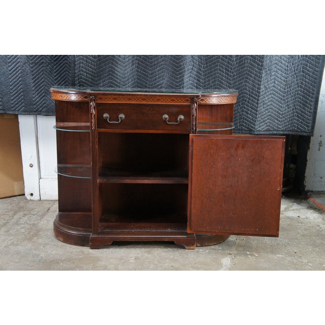 Mid Century Demilune Chippendale Style Mahogany Console Table Hall Cabinet 47" For Sale - Image 6 of 15