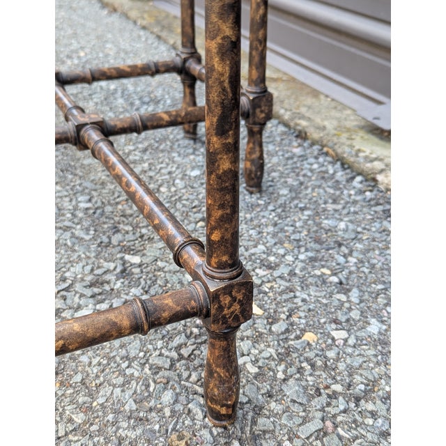 Metal Baker Attributed Oval Faux Bamboo Brass and Glass Coffee Table, C. 1970s For Sale - Image 7 of 9
