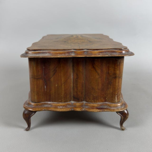 Chippendale Jewelry Box in Padded Burl Wood For Sale - Image 3 of 13