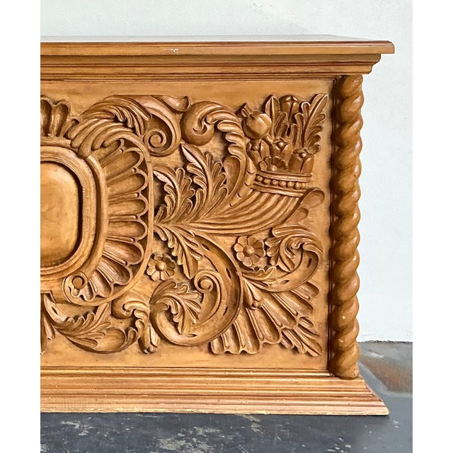 Tan Vintage Ornate Wood Carved Dry Bar For Sale - Image 8 of 17