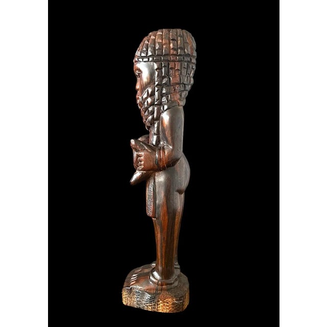 Sculptural African Kuba Hand-Carved Mahogany Figure on Base, Mid-20th Century For Sale - Image 16 of 17