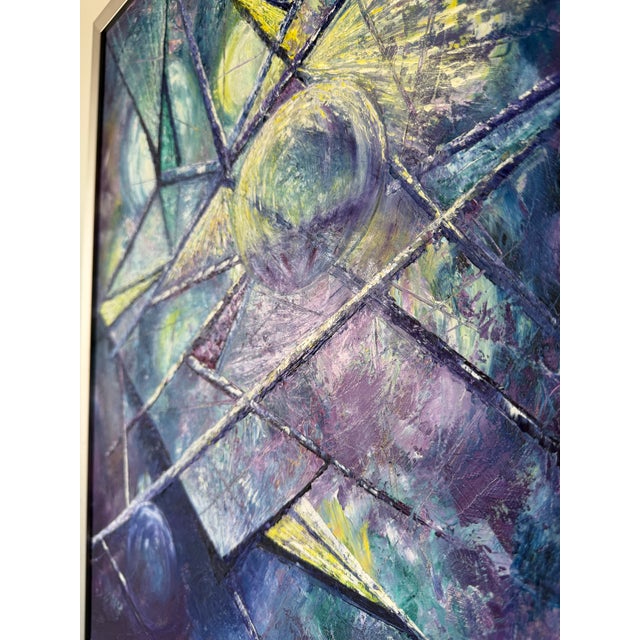 Vintage Noney Coleman "Escape" Geometric Abstract Oil on Canvas – Framed For Sale - Image 10 of 12