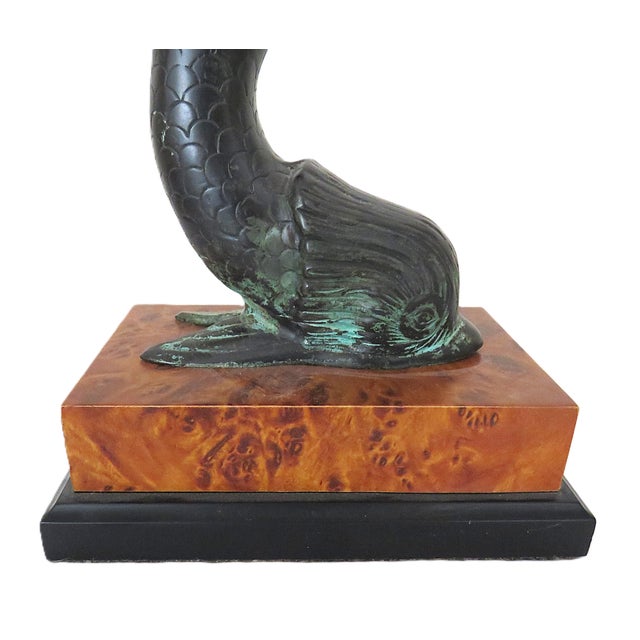 Pair of Bronze Dolphin Candlesticks Candle Holders 15 1/2" Coastal For Sale - Image 4 of 5