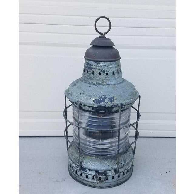Vintage Perko Galvanized Steel USS Missouri Lantern Anchor Light with Clear Lens For Sale - Image 11 of 13