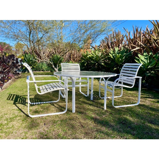1980s Brown Jordan Quantum Outdoor Patio Set by Richard Frinier Dining Table and 4 Chairs Chairish