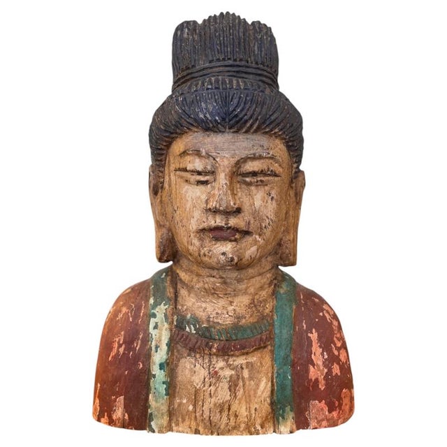 Polychrome Wooden Buddha Sculpture, 1890 For Sale - Image 10 of 10