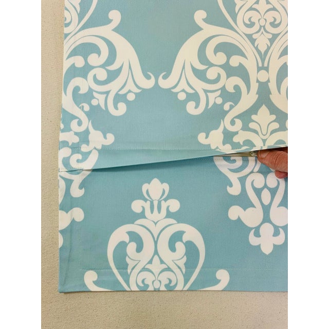 Contemporary Designer Vicki Payne Free Spirit Aqua & Cream Damask Fleur De Lis Scroll Pillow Covers - Set of 3 For Sale - Image 3 of 6