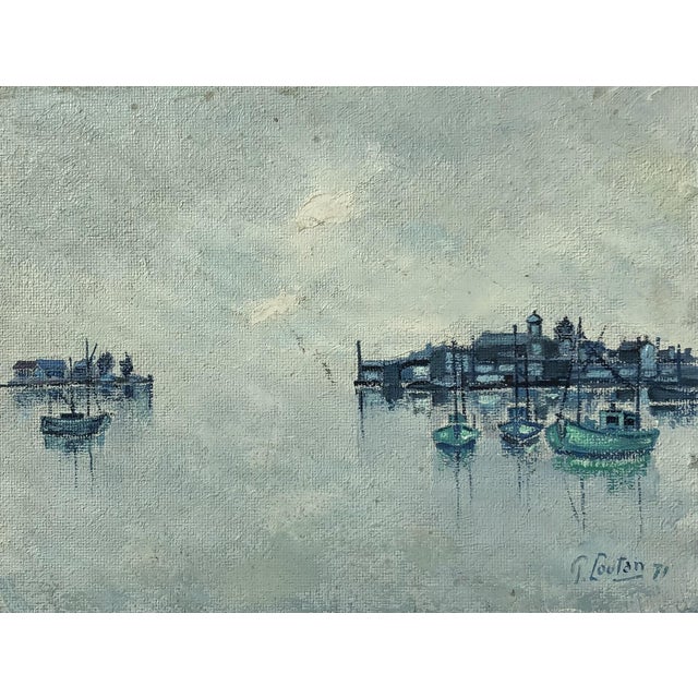P. Loutan, Barques de pêcheur dans le port, 1971, Oil on Wood For Sale