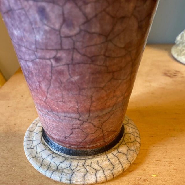Art Deco 1980s Handmade Ceramic Pottery Vase For Sale - Image 3 of 6