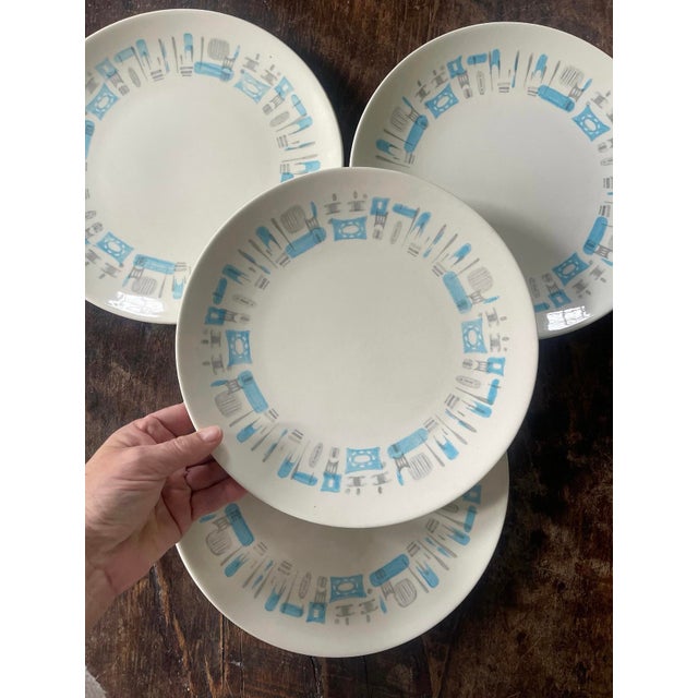 Ceramic Set of Four (4) MCM Blue Heaven by Royal China 10 1/8” Plates For Sale - Image 7 of 9