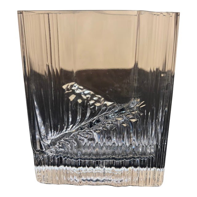 Vintage Crystal Sculptural Wave Vase Signed For Sale