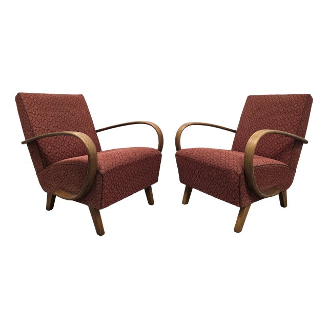 Vintage Lounge Chairs by Jindrich Halabala, 1940s, Set of 2 For Sale