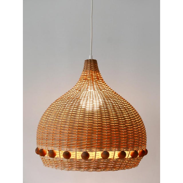 Mid-Century Modern Rattan Tulip Pendant Lamp, Germany, 1960s For Sale - Image 6 of 18