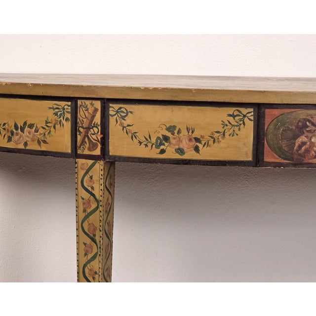 George III Style English Painted Demilune Console, Circa 1920 For Sale - Image 4 of 13