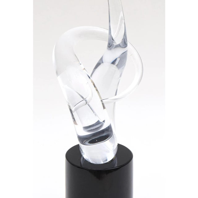 1970s Vintage Murano Signed Twisted Hand Blown Glass Sculpture by Renatro Anatro in Clear and Black For Sale - Image 5 of 10