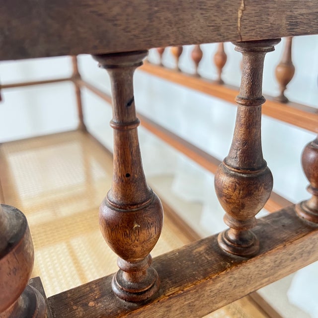 Antique Louis XIII Bench in Turned Wood and Cane, 1890s For Sale - Image 17 of 18