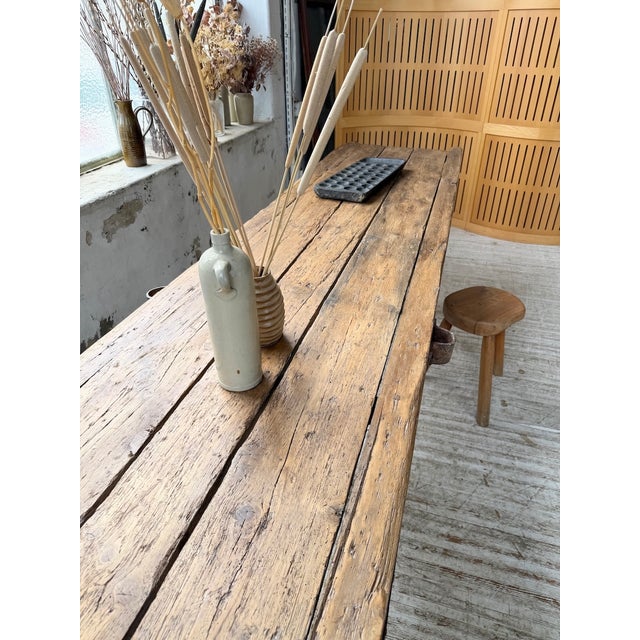 Brutalist Folk Art Table in Pine and Oak, 1950s For Sale - Image 11 of 18