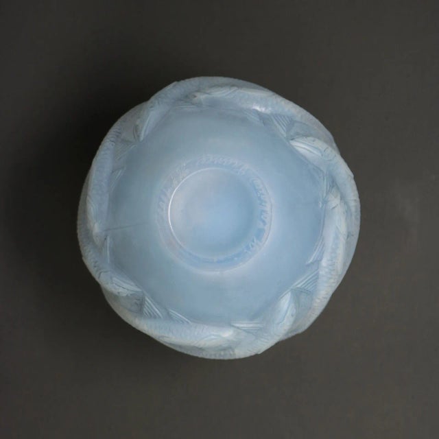 Glass Rene Lalique Opalescent Glass Oleron Vase For Sale - Image 7 of 8