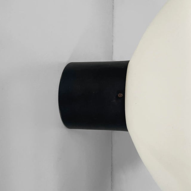 Mid-Century Modern Italian Wall Lamps in Opaline Glass and Black Metal, 1950s, Set of 4 For Sale - Image 10 of 13