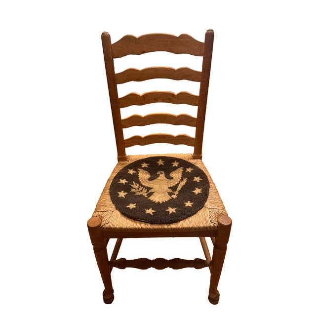 Black Early 20th C. Hand-Hooked Eagle Wool Chair Pads For Sale - Image 8 of 8