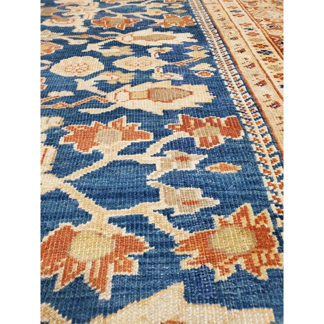 Antique Persian Sultanabad Handmade Oriental Light Blue & Terracotta Rug For Sale - Image 9 of 12