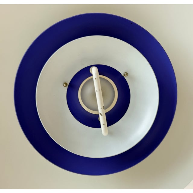 Large Vintage Danish Form-Light Pendant Lamp in White and Cobalt Blue, Denmark, 1970s For Sale - Image 16 of 18