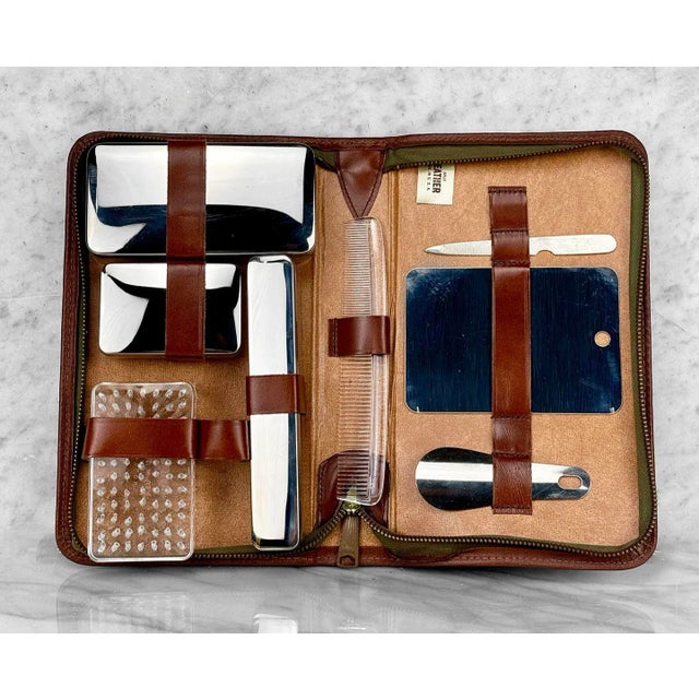 Vintage Traditional Leather Gentleman's Travel Grooming Set, c.1970's - Pairs Nicely with a Gentleman's Traditional Style...