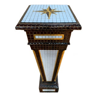 Art Deco Pedestal in Mosaic Glazed Earthenware, 1920s For Sale