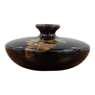 Antique Louwelsa Weller Art Pottery Squat Vase With Flowers For Sale