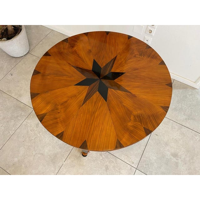 Brown Biedermeier Walnut Round Table For Sale - Image 8 of 12