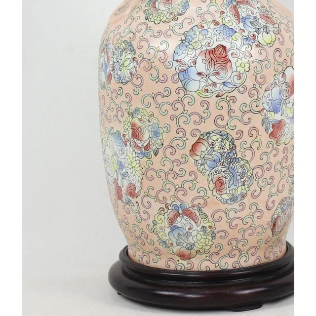 Vintage Chinese Blossoms Vase Lamp For Sale In New York - Image 6 of 10