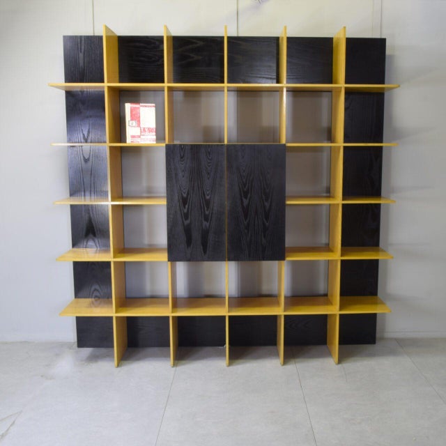 Wood Grid Bookcase in Ash and Black Lacquer by Roberto Pamio & Renato Toso for Stilwood, 1970s For Sale - Image 7 of 15