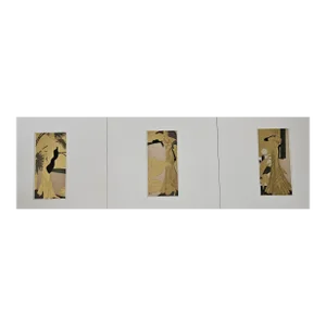 1930s Set of 3-French Art Deco Evening Fashion Prints by Benigni, Matted